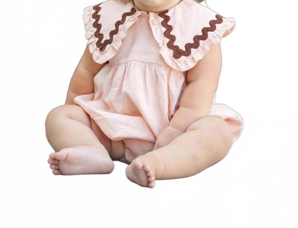 NEW RYLEE + CRU girl's cove romper in blush